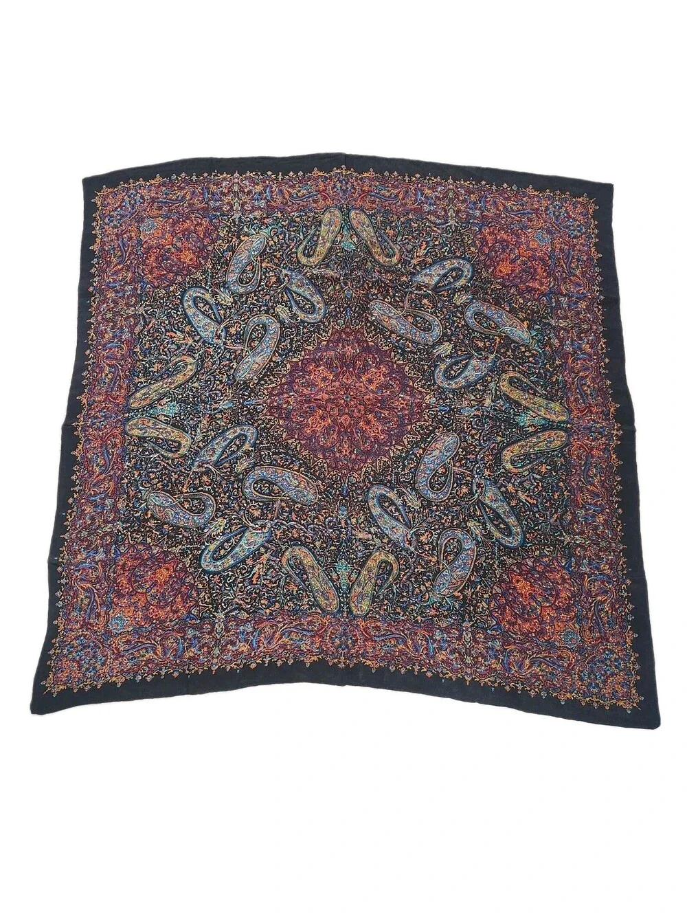 Vintage Christina Silk Scarf 42 X 40 Paisley Colorful Hippie Boho Square